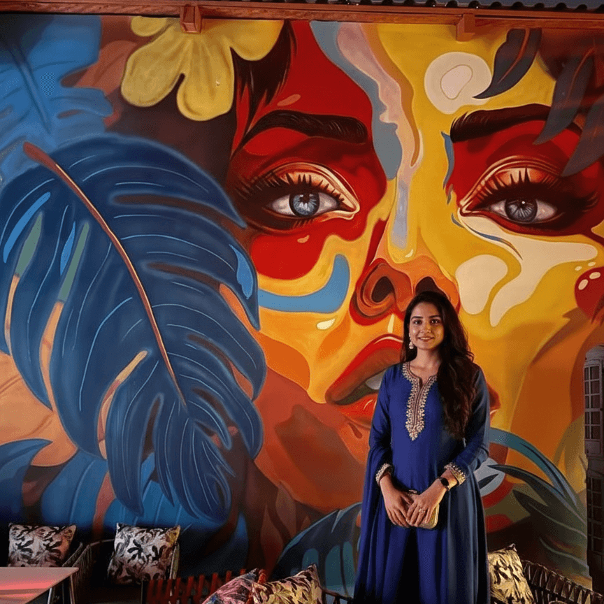 wall art colourful vibrant for cafe and restaurant