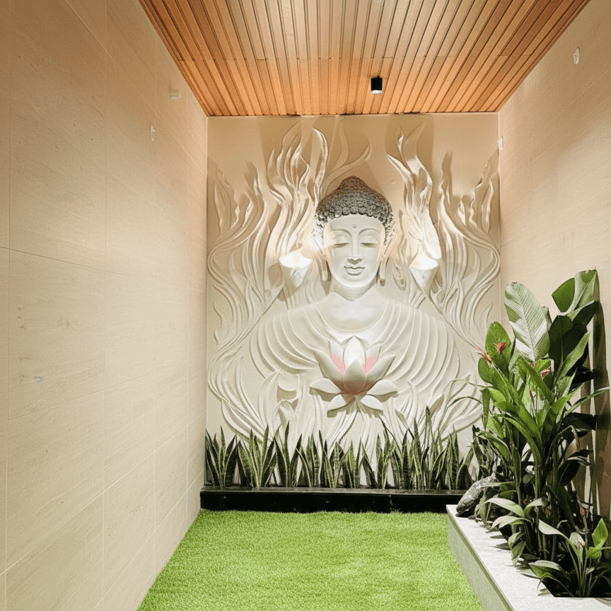 Buddha high relief mural by oikar studio