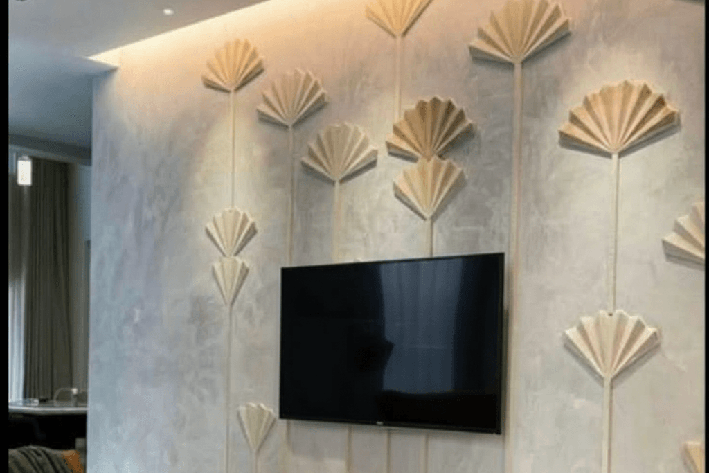 Living room wall mural design for luxury apartment in Kolkata