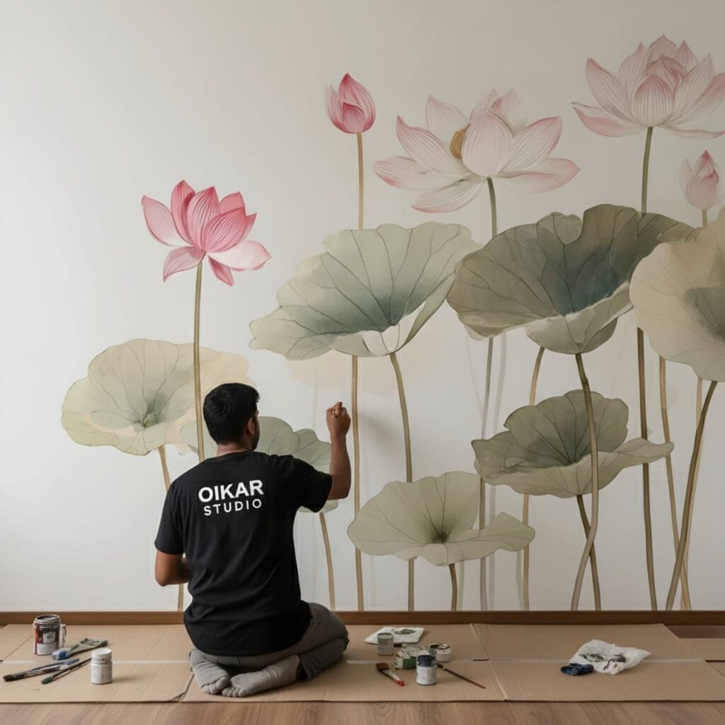 Contemporary mural painting for modern interiors in Kolkata